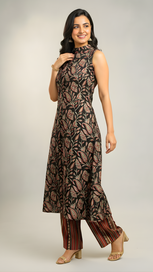 Black Paisley Hand Block Print Organic Cotton Co-ord Set