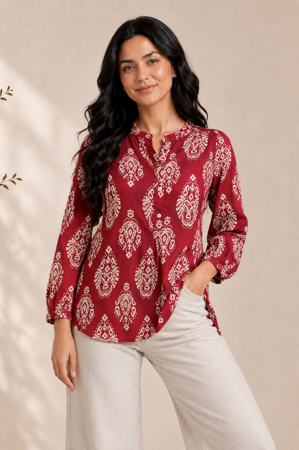 Maroon Paisley Rayon Tunic