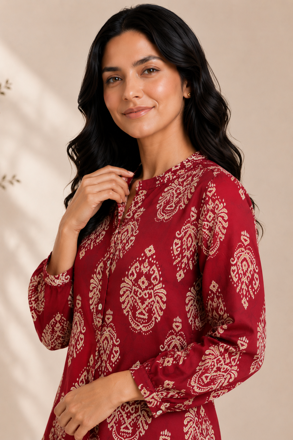 Maroon Paisley Rayon Tunic