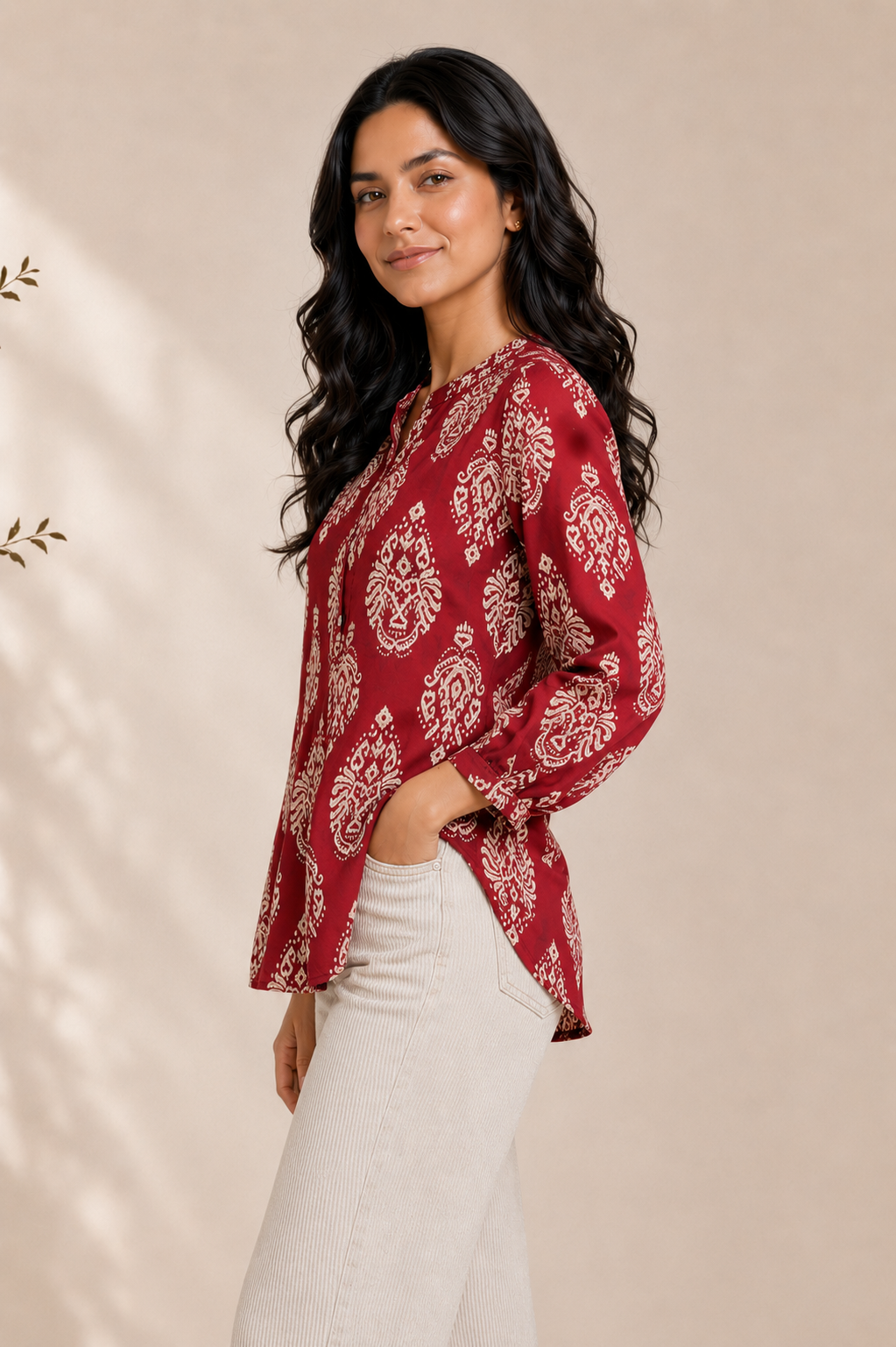 Maroon Paisley Rayon Tunic