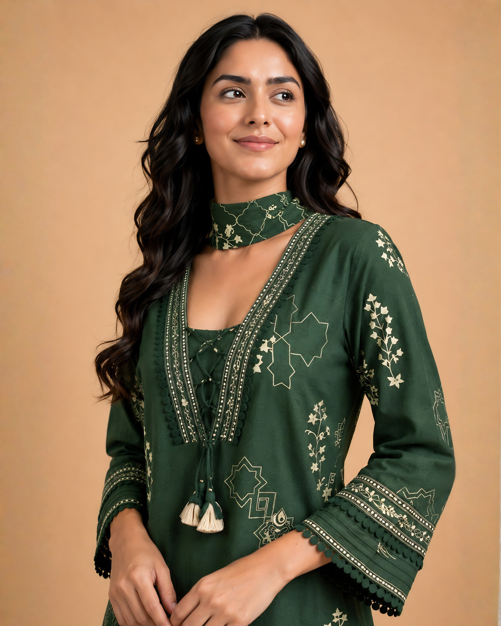Olive Green Soft Cotton Kurta Set