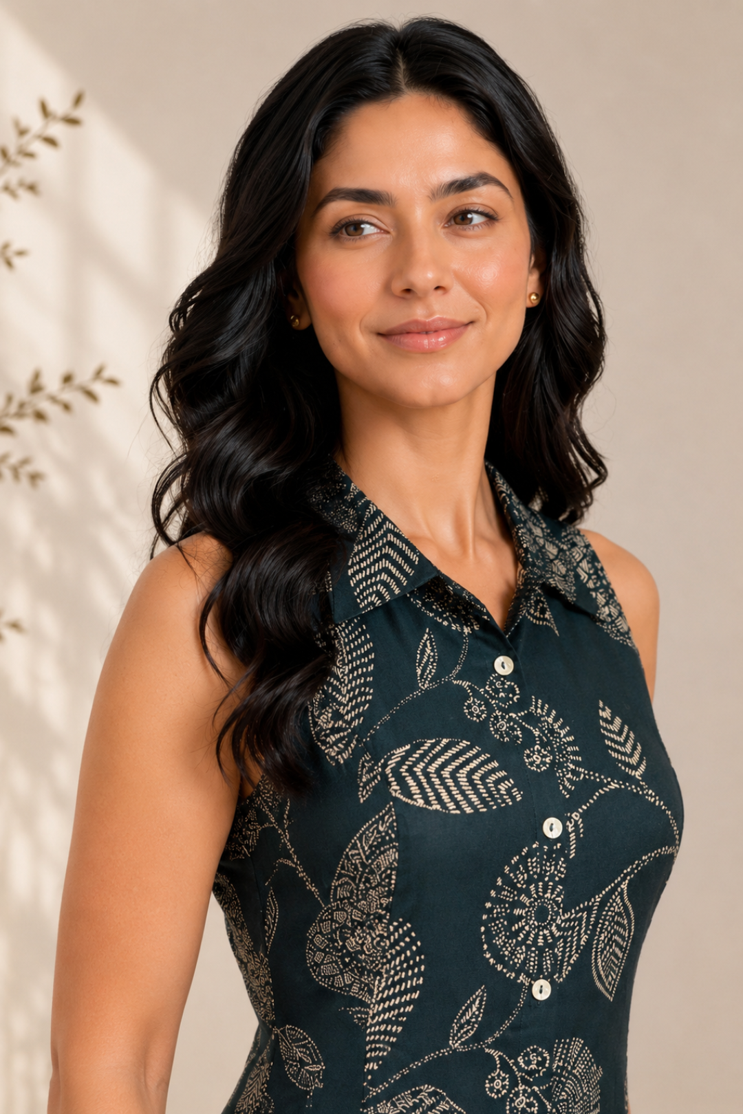 Dark Green Rayon Bloom Midi Dress