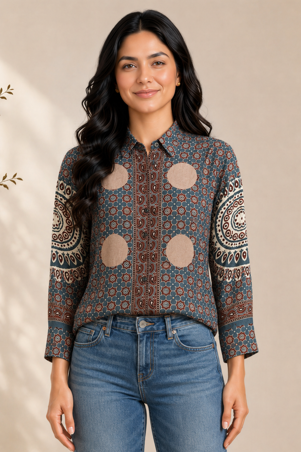 Midnight Mosaic Crepe Silk Shirt