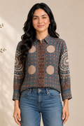 Midnight Mosaic Crepe Silk Shirt