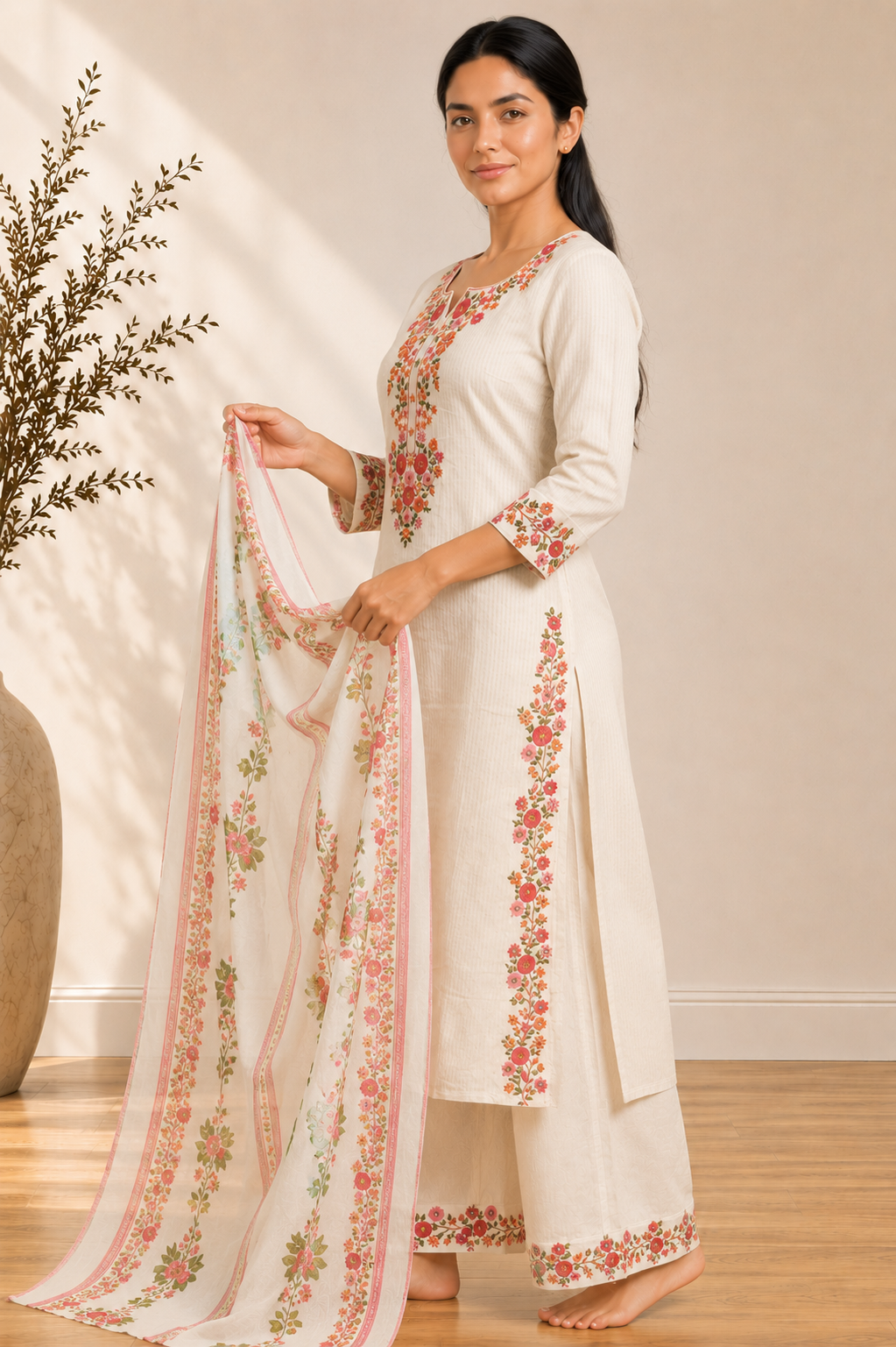 Blush Garden Mulmul Suit Set
