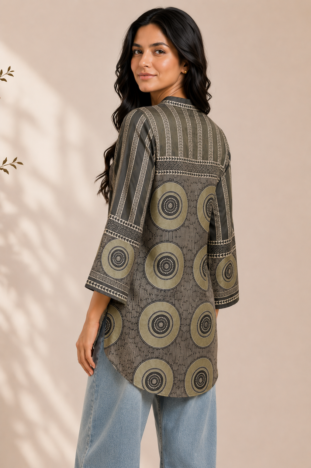 Olive Eclipse Ajrakh Shirt