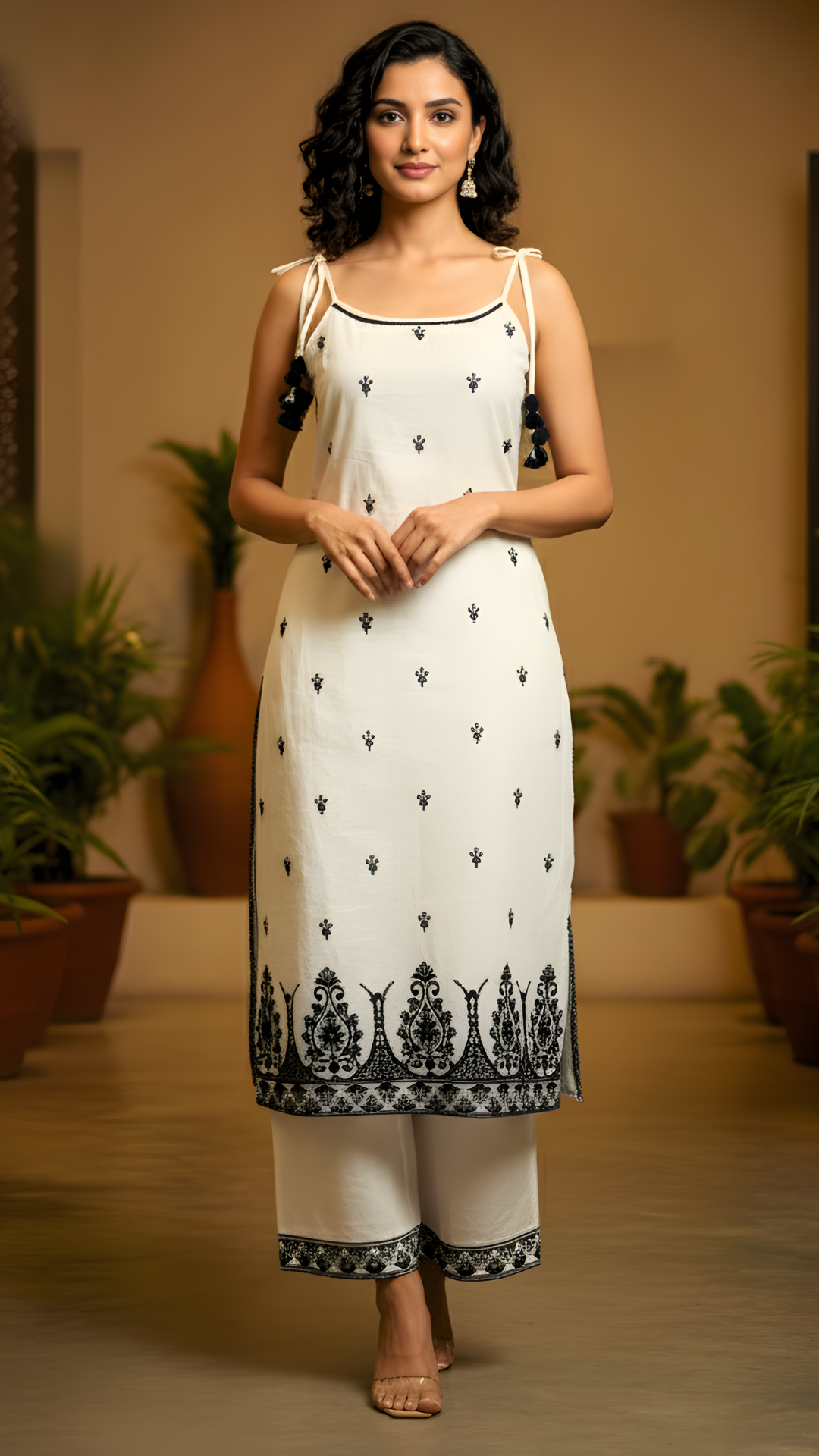 White Pure Mulmul Cotton Suit Set with Dupatta