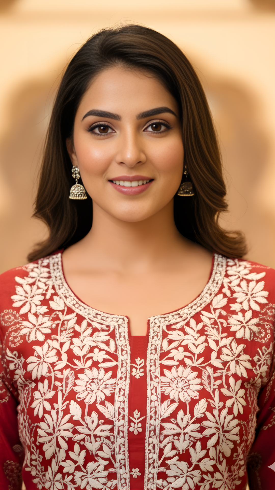 Deep Red Vatican Fabric Floral Embroidered Co-ord Set