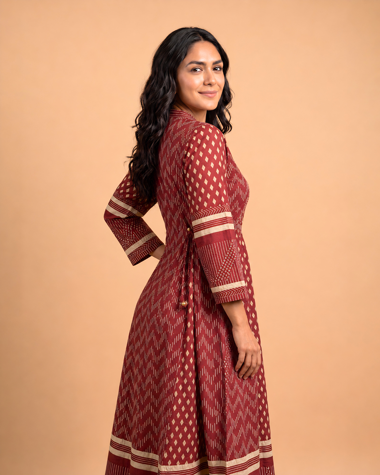 Rust Cambric Cotton Anarkali Set