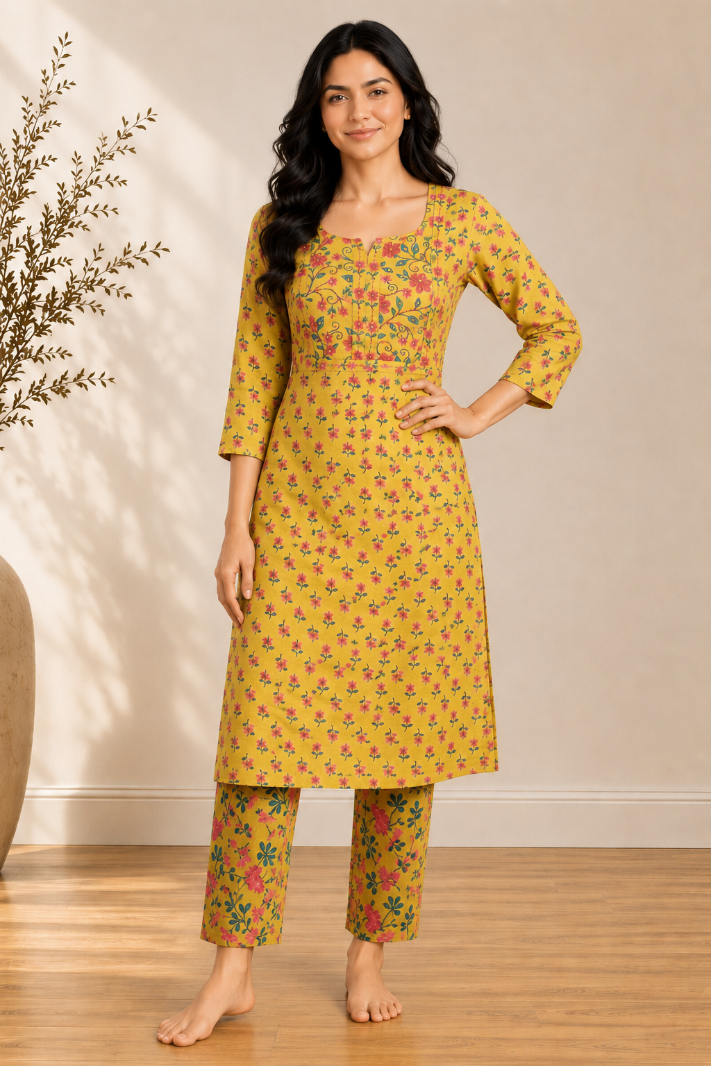 Marigold Meadow Cotton Kurta Set