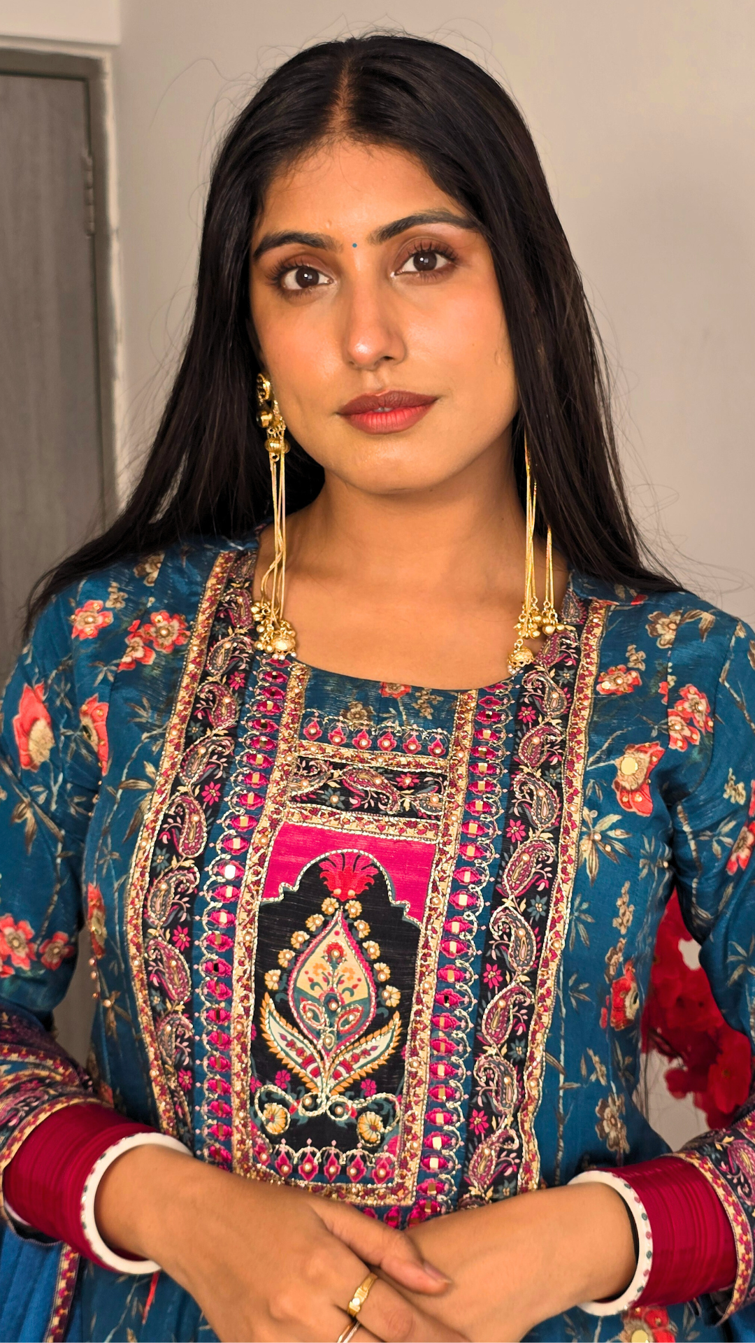 Cerulean Royal Bloom" Embroidered Anarkali Suit