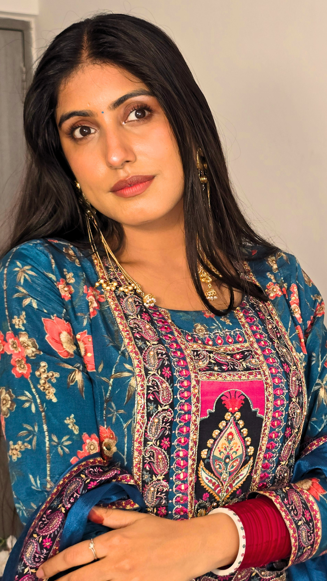 Cerulean Royal Bloom" Embroidered Anarkali Suit