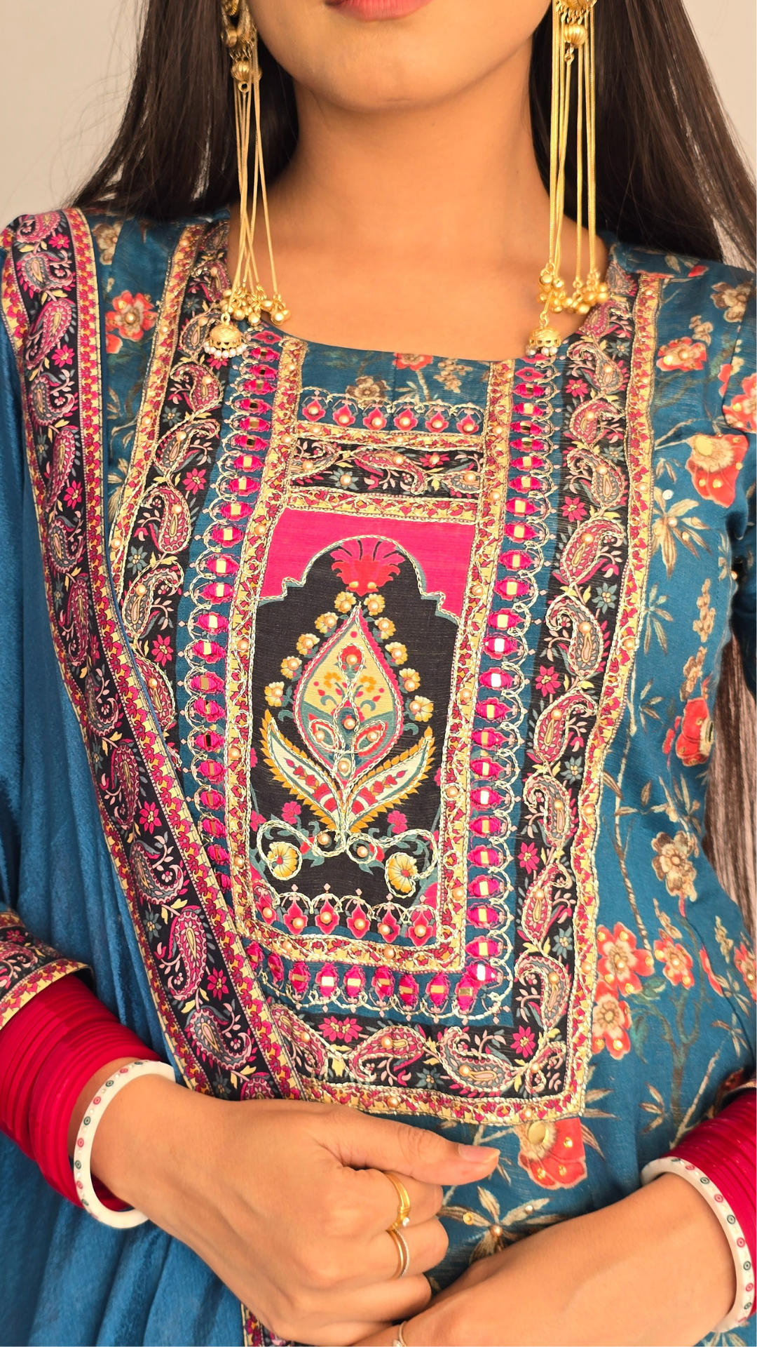 Cerulean Royal Bloom" Embroidered Anarkali Suit