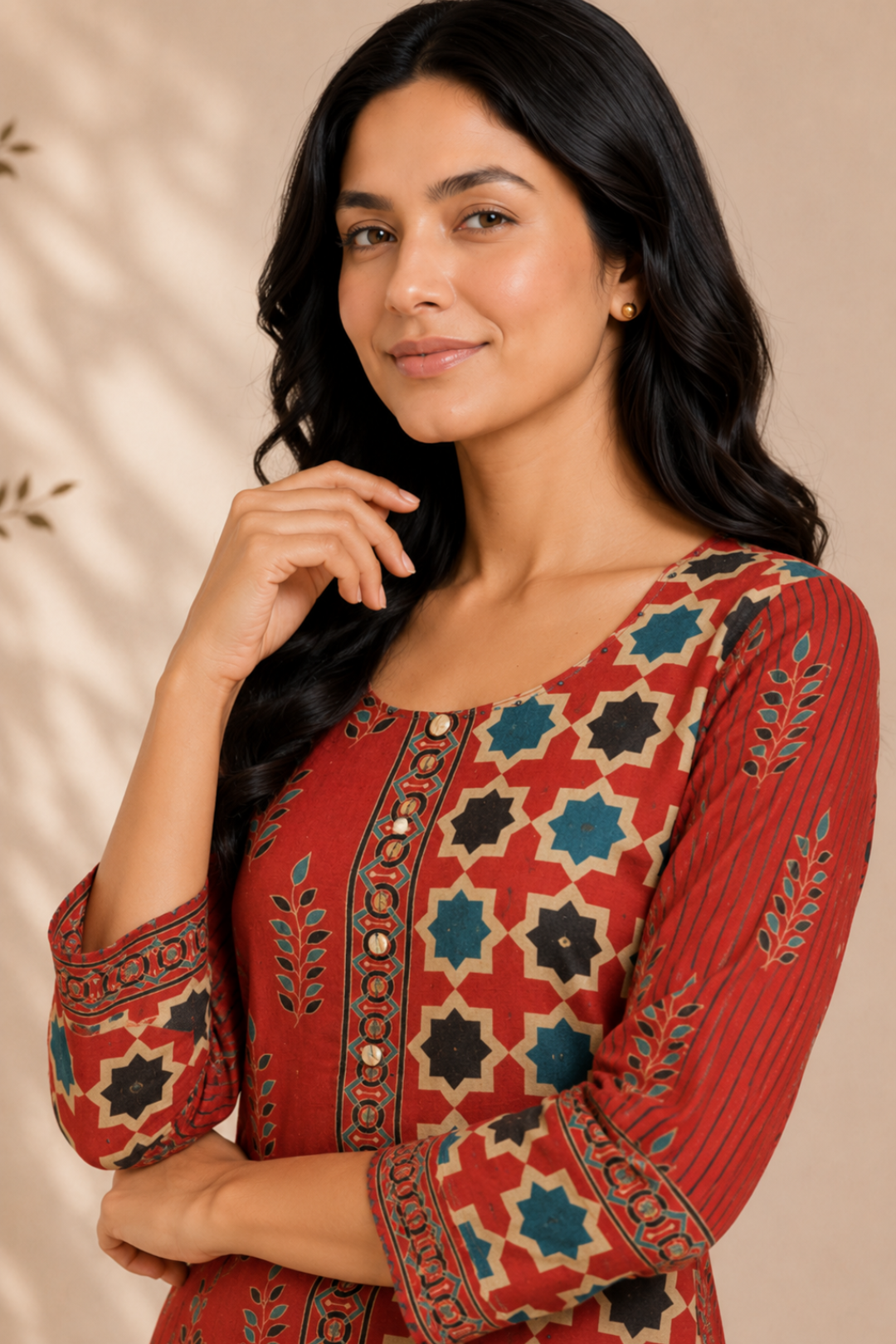Authentic Ajrakh Hand Block Printed Cotton Short Kurta