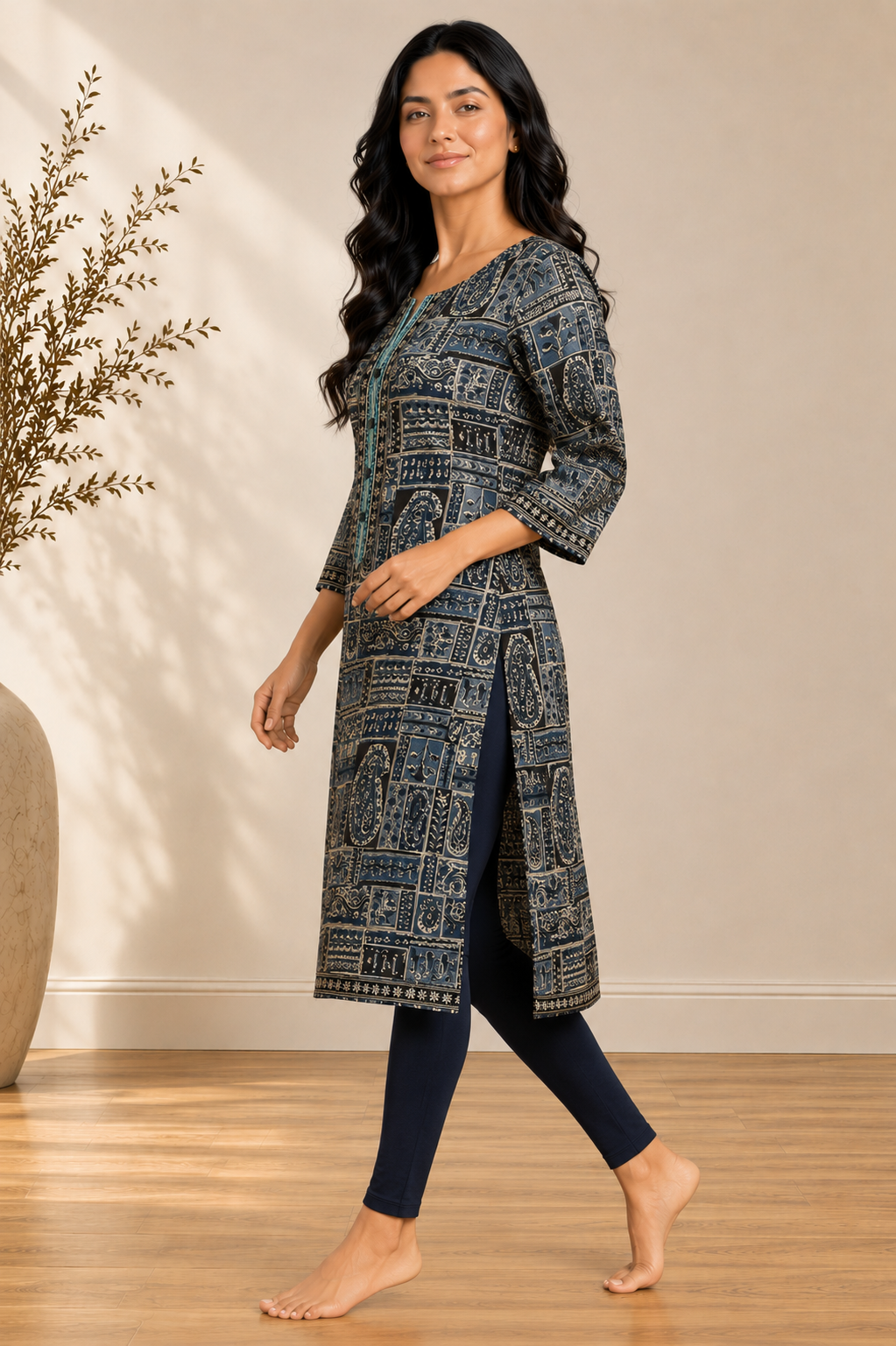 Inkblue Paisley Cotton Kurti