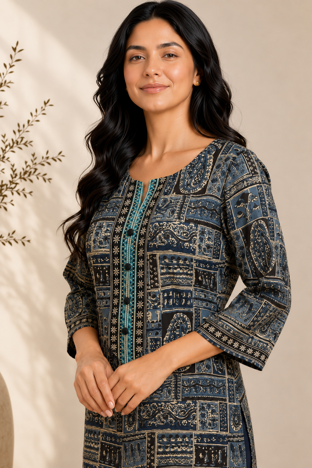 Inkblue Paisley Cotton Kurti