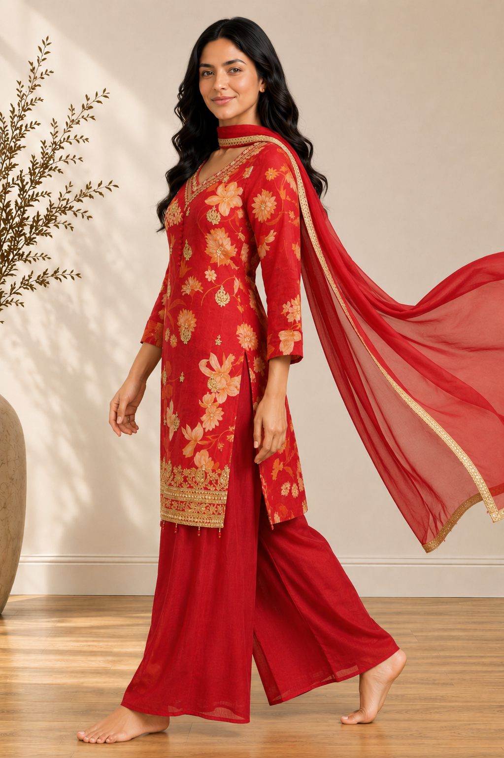 Noor Zari Chinon Suit Set