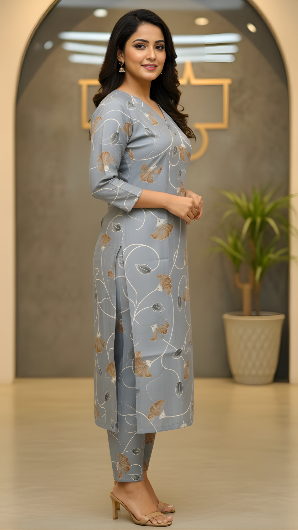 Grey Vatican Floral Kurta & Pant Co-ord Set