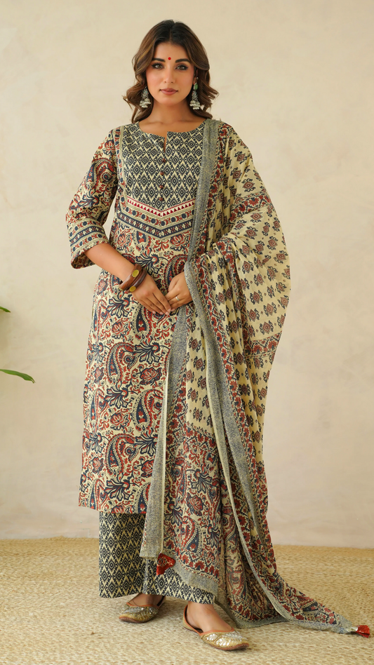 Ranya Artisan Paisley Cambric Cotton Kurta Set