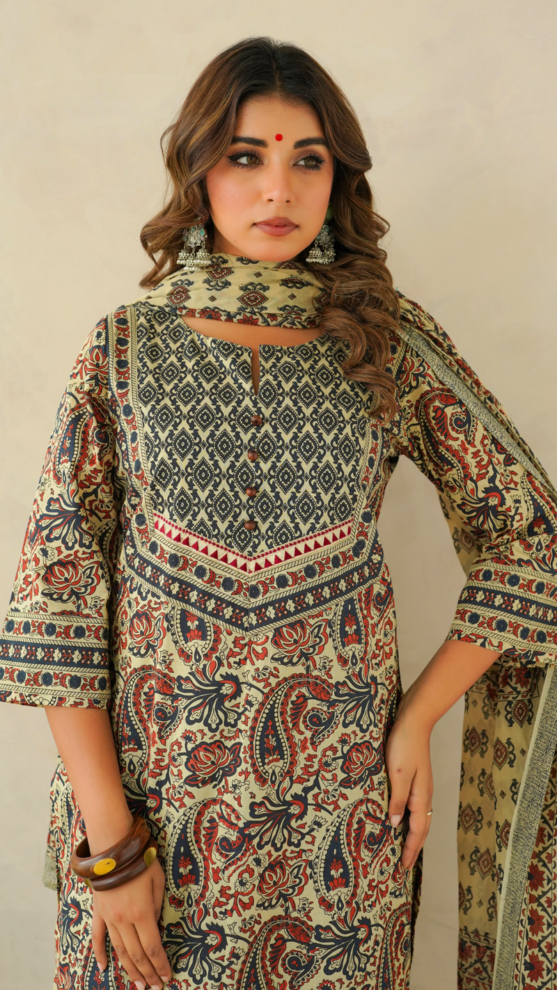 Ranya Artisan Paisley Cambric Cotton Kurta Set