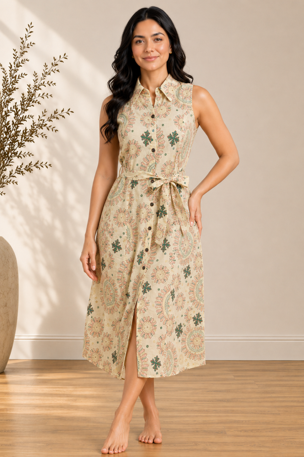 Butter Bloom Belted Midi Dress