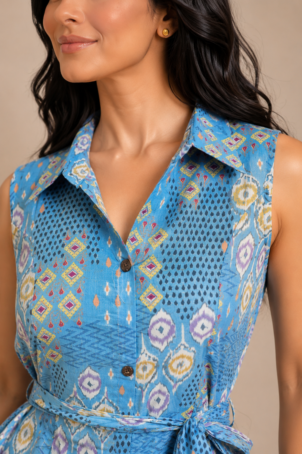 Azure Ikat Breeze Midi Dress
