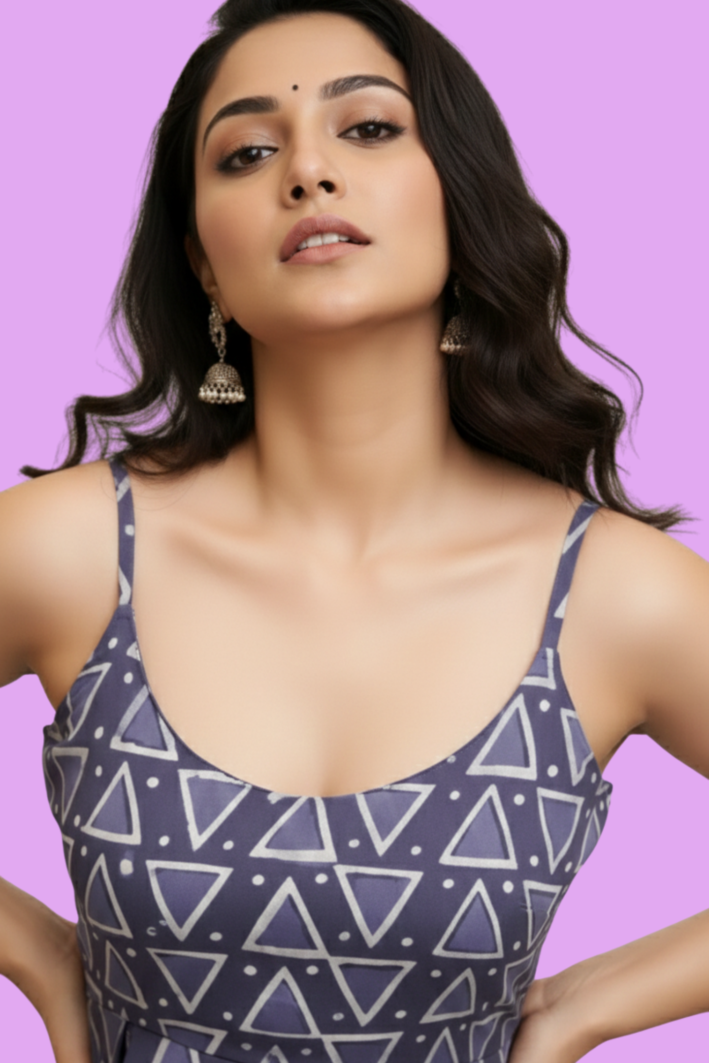Geometric Hand-Block Printed Cotton Peplum Top