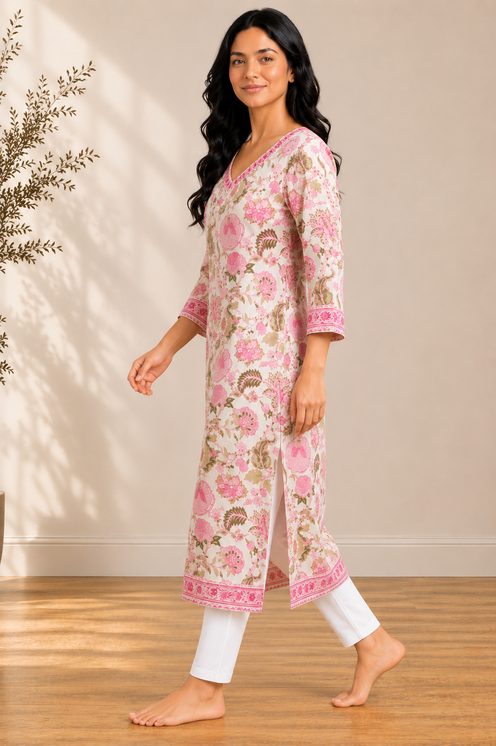 Rosé Garden Floral Kurti