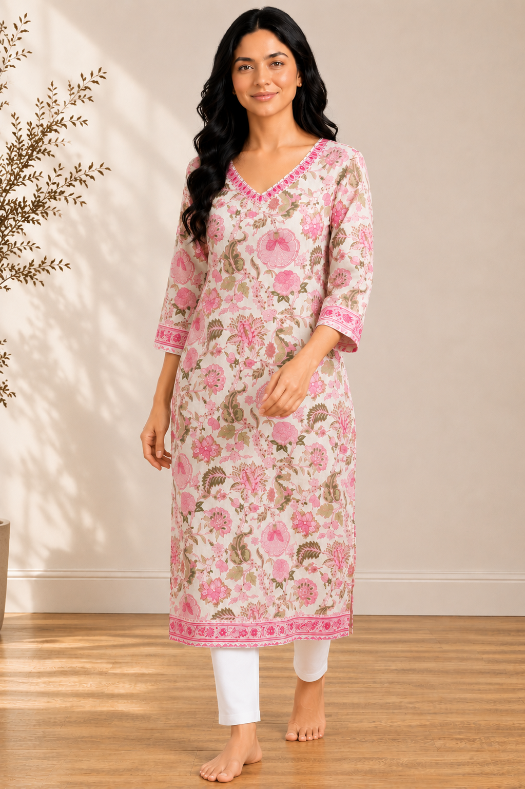 Rosé Garden Floral Kurti